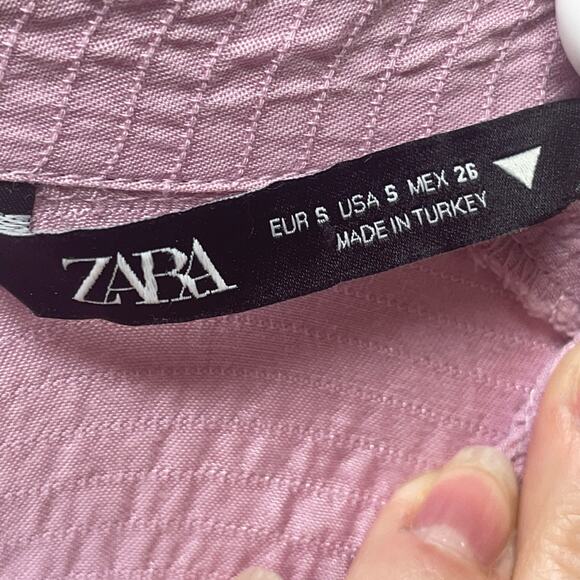 Zara Pink Lilac Oversized Knotted Back Long Sleeve Button Front Shirt Size S - Picture 8 of 11